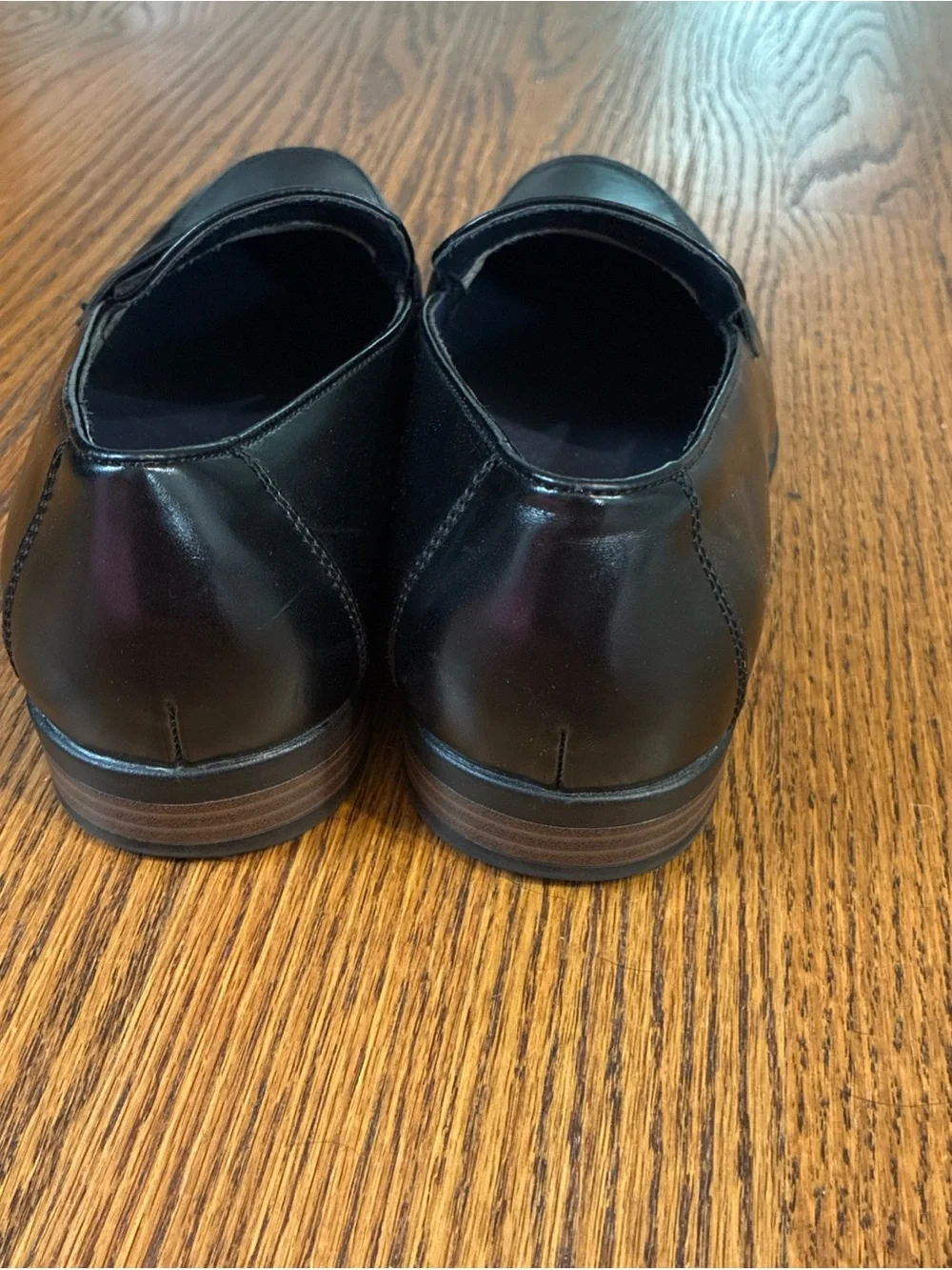 Tano Black Leather Penny-Style Slip-On Loafers